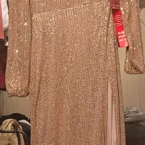 Emerald Sundae Rose Gold Sequin Maxi Dress